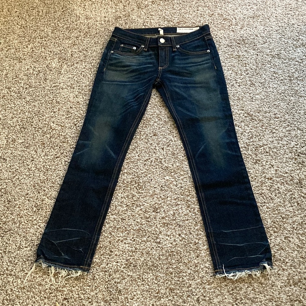 Rag & Bone like new cond. Distressed crop Jean. SZ 25. Some stretch. Low rise.